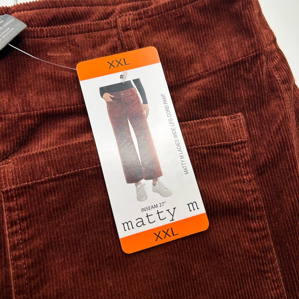 Matty M Wide Leg Corduroy Pants NWT Womens Size XXL High Rise Brick Boho 36x27 - Picture 7 of 14